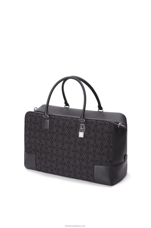 Loewe Men Amazona 44 bag in Anagram jacquard and calfskin 206XF148 Anthracite/Black - Image 3