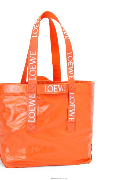 Loewe Men Fold Shopper in paper calfskin 206XF69 Orange - Image 7