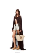 Loewe Women Anagram Basket bag in iraca palm and calfskin 206XF18 Natural/Tan - Image 2