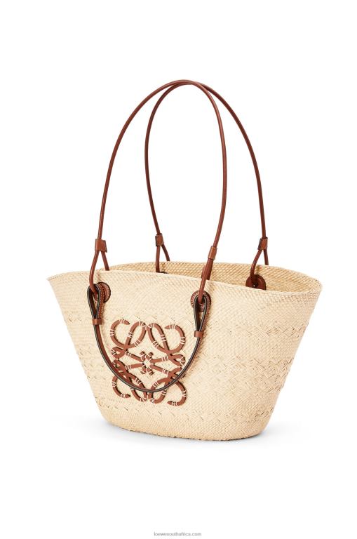 Loewe Women Anagram Basket bag in iraca palm and calfskin 206XF18 Natural/Tan - Image 3