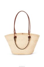 Loewe Women Anagram Basket bag in iraca palm and calfskin 206XF18 Natural/Tan - Image 4