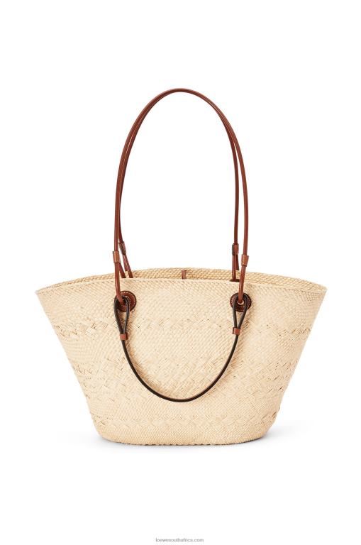 Loewe Women Anagram Basket bag in iraca palm and calfskin 206XF18 Natural/Tan - Image 4