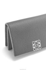 Loewe Women Anagram business cardholder in pebble grain calfskin 206XF1374 Asphalt Grey - Image 5