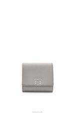Loewe Women Anagram compact flap wallet in pebble grain calfskin 206XF1207 Pearl Grey