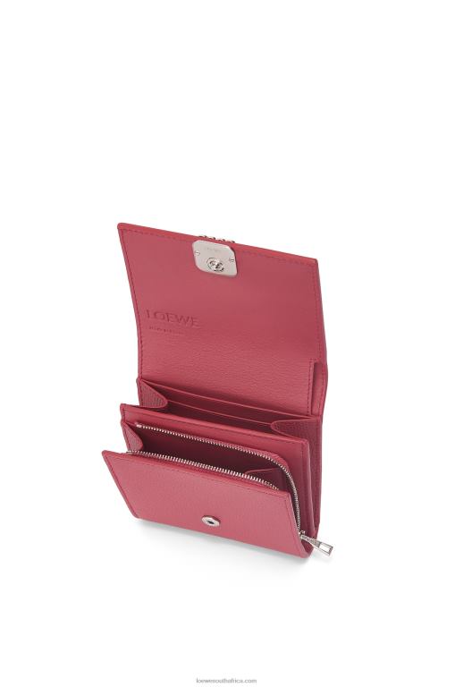 Loewe Women Anagram compact flap wallet in pebble grain calfskin 206XF1239 Plumrose - Image 3