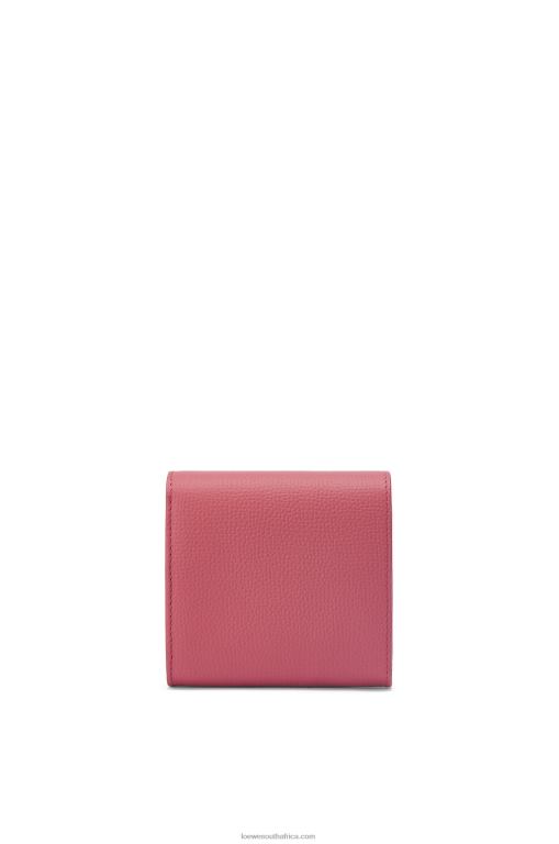 Loewe Women Anagram compact flap wallet in pebble grain calfskin 206XF1239 Plumrose - Image 4