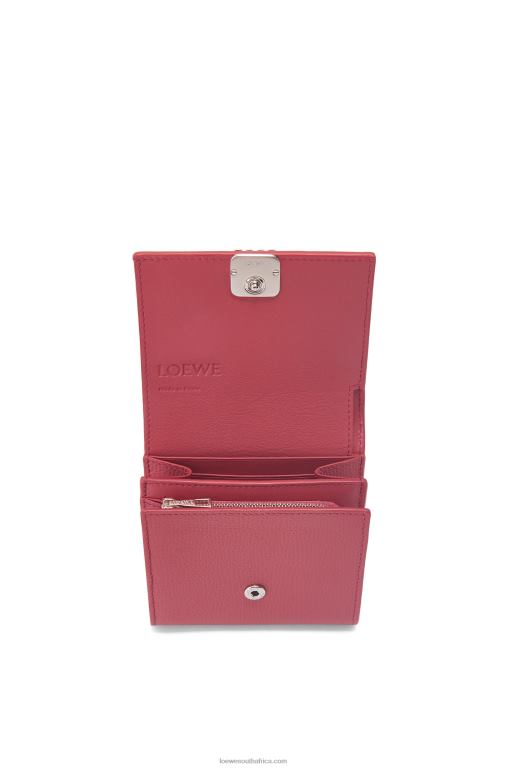Loewe Women Anagram compact flap wallet in pebble grain calfskin 206XF1239 Plumrose - Image 5