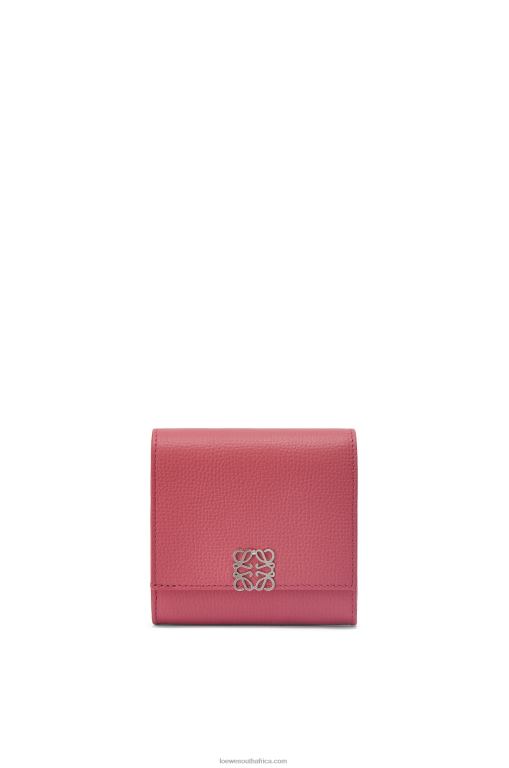 Loewe Women Anagram compact flap wallet in pebble grain calfskin 206XF1239 Plumrose - Image 1