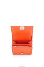 Loewe Women Anagram compact flap wallet in pebble grain calfskin 206XF1294 Orange - Image 4
