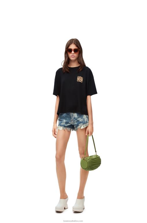 loewe_women_anagram_craft_t_shirt_in_cotton_206xf793_black.jpg Loewe Women Anagram craft T-shirt in cotton 206XF793 Black - Image 1