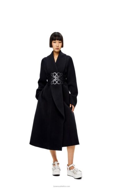 Loewe Women Anagram cut out belt in calfskin 206XF1157 Black