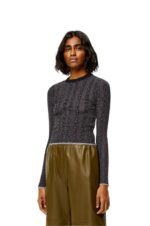 Loewe Women Anagram devore sweater in viscose 206XF1016 Black - Image 2