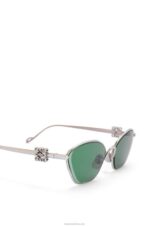 Loewe Women Anagram hexagonal sunglasses in metal 206XF1446 Dark Green - Image 5