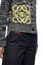 Loewe Women Anagram intarsia cardigan in wool 206XF990 Black/White - Image 4