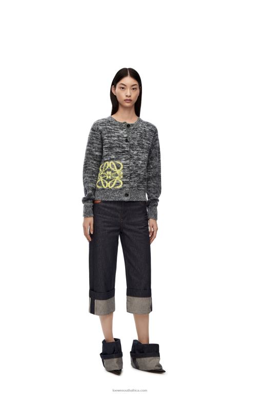 loewe_women_anagram_intarsia_cardigan_in_wool_206xf990_black_white.jpg Loewe Women Anagram intarsia cardigan in wool 206XF990 Black/White - Image 1