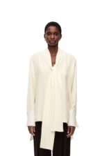 Loewe Women Anagram lavaliere blouse in silk 206XF918 Ivory - Image 2