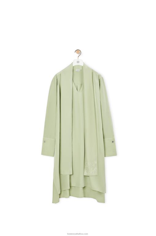 loewe_women_anagram_lavaliere_dress_in_silk_206xf1101_pale_green.jpg Loewe Women Anagram lavaliere dress in silk 206XF1101 Pale Green - Image 1