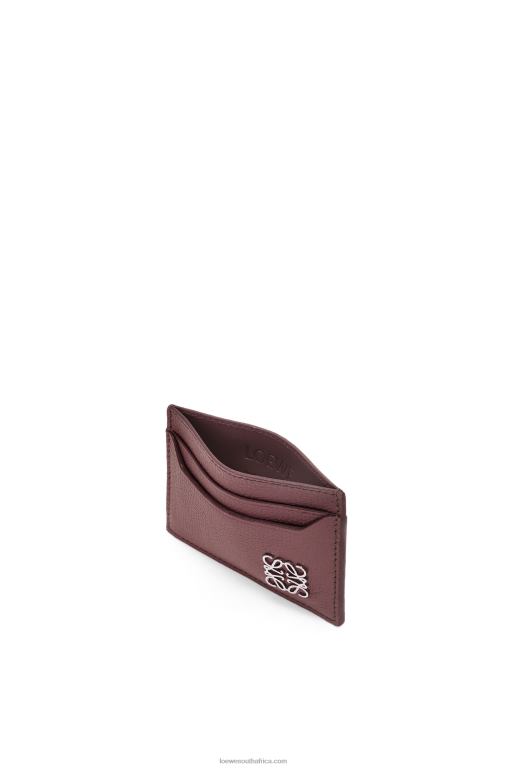 Loewe Women Anagram plain cardholder in pebble grain calfskin 206XF1358 Burgundy - Image 2