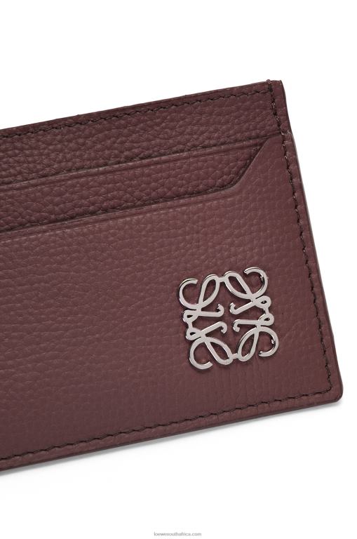 Loewe Women Anagram plain cardholder in pebble grain calfskin 206XF1358 Burgundy - Image 4
