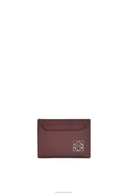 Loewe Women Anagram plain cardholder in pebble grain calfskin 206XF1358 Burgundy - Image 1