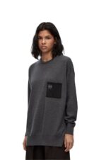 Loewe Women Anagram pocket sweater in wool 206XF991 Dark Grey - Image 2