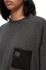 Loewe Women Anagram pocket sweater in wool 206XF991 Dark Grey - Image 4