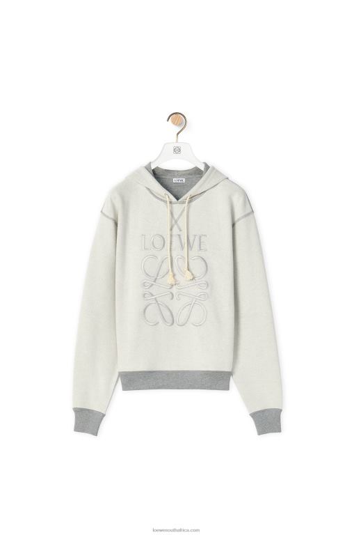 Loewe Women Anagram regular fit hoodie in cotton 206XF824 Grey Melange - Image 5