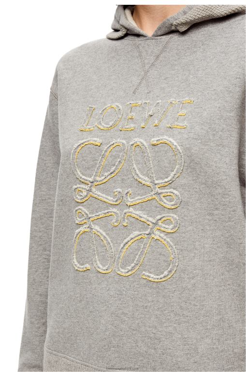 Loewe Women Anagram regular fit hoodie in cotton 206XF826 Grey Melange - Image 4