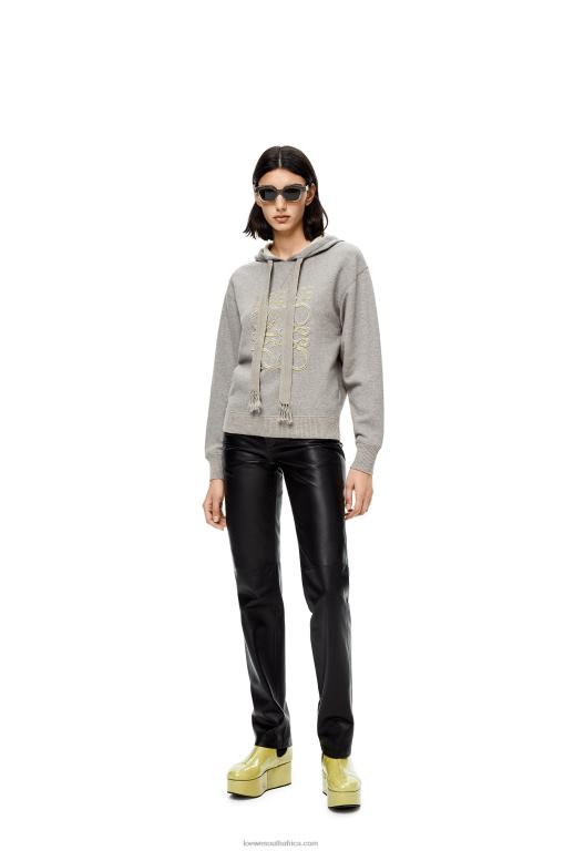 Loewe Women Anagram regular fit hoodie in cotton 206XF826 Grey Melange - Image 1