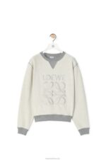 Loewe Women Anagram regular fit sweatshirt in cotton 206XF825 Grey Melange - Image 5