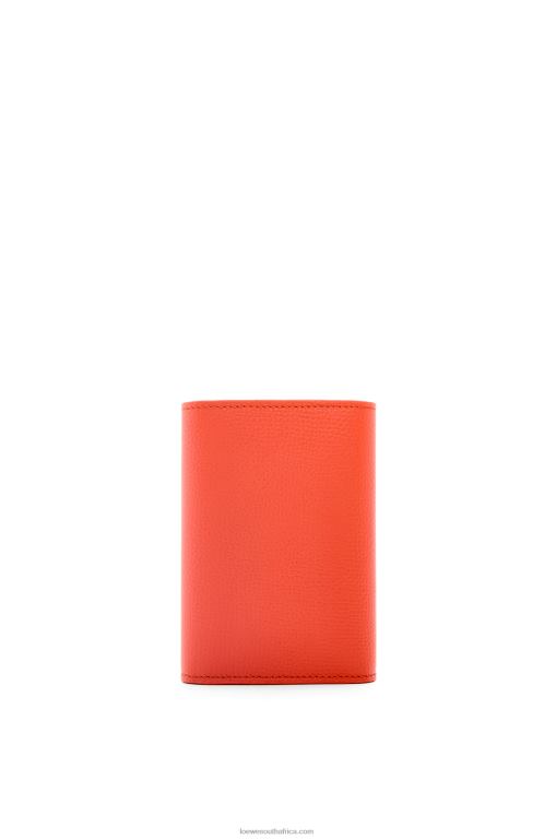 Loewe Women Anagram small vertical wallet in pebble grain calfskin 206XF1205 Sunrise Orange - Image 4