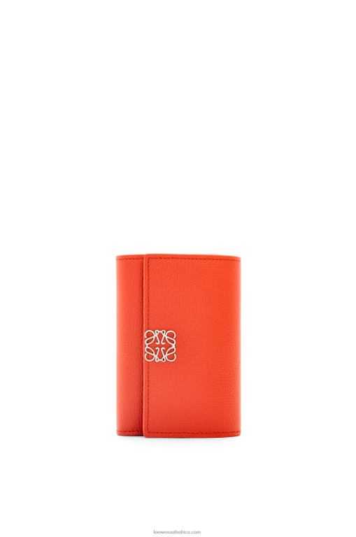 loewe_women_anagram_small_vertical_wallet_in_pebble_grain_calfskin_206xf1205_sunrise_orange.jpg Loewe Women Anagram small vertical wallet in pebble grain calfskin 206XF1205 Sunrise Orange - Image 1