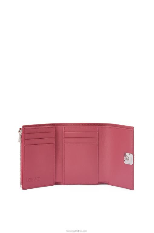 Loewe Women Anagram small vertical wallet in pebble grain calfskin 206XF1240 Plumrose - Image 2