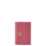 Loewe Women Anagram small vertical wallet in pebble grain calfskin 206XF1240 Plumrose