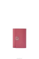 Loewe Women Anagram small vertical wallet in pebble grain calfskin 206XF1240 Plumrose