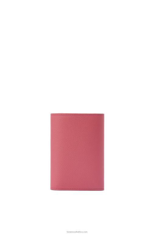 Loewe Women Anagram small vertical wallet in pebble grain calfskin 206XF1240 Plumrose - Image 4