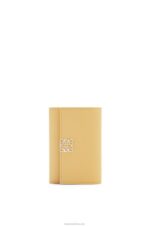 Loewe Women Anagram small vertical wallet in pebble grain calfskin 206XF1264 Dark Butter