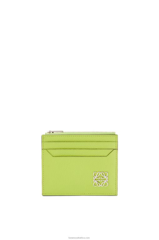 Loewe Women Anagram square zip cardholder in pebble grain calfskin 206XF1410 Green Bean - Image 1