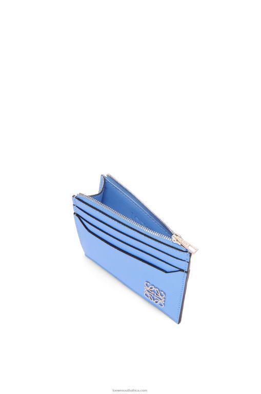 Loewe Women Anagram square zip cardholder in pebble grain calfskin 206XF1413 Celestine Blue - Image 3