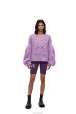 Loewe Women Anagram sweater in mohair 206XF1019 Parma Violet
