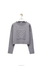 Loewe Women Anagram sweater in wool 206XF1005 Light Grey - Image 5
