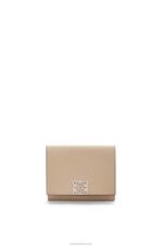 Loewe Women Anagram trifold wallet in pebble grain calfskin 206XF1214 Sand