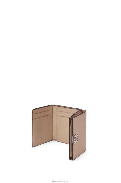 Loewe Women Anagram trifold wallet in pebble grain calfskin 206XF1214 Sand - Image 4