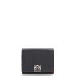 Loewe Women Anagram trifold wallet in pebble grain calfskin 206XF1245 Black