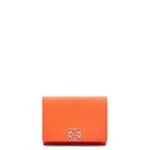 Loewe Women Anagram trifold wallet in pebble grain calfskin 206XF1293 Orange