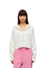 Loewe Women Anagram zip-up hoodie in wool 206XF779 White - Image 2