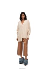 Loewe Women Asymmetric cardigan in cashmere 206XF975 Champagne