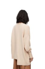 Loewe Women Asymmetric cardigan in cashmere 206XF975 Champagne - Image 3