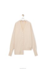Loewe Women Asymmetric cardigan in cashmere 206XF975 Champagne - Image 5