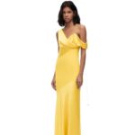 Loewe Women Asymmetric dress in satin and crepe 206XF1097 Yellow